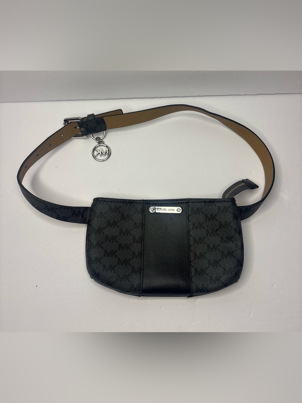 Michael Kors Signature MK Logo Belt Bag Fanny Pack Black Sz S/M